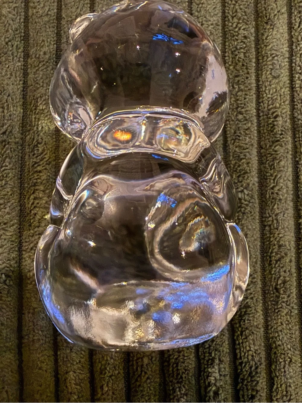 Vintage Fenton Art Glass Crystal Clear Sitting Bear Figurine Paperweight 3.5